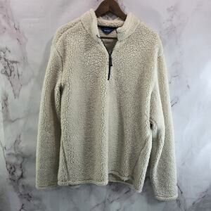 Chubbies Pullover Mens Large Cream Fleece Quarter Zip High Pile Sweater